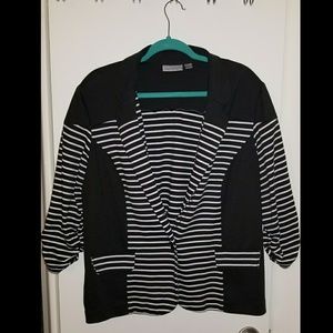 Avenue Black and White Striped Blazer